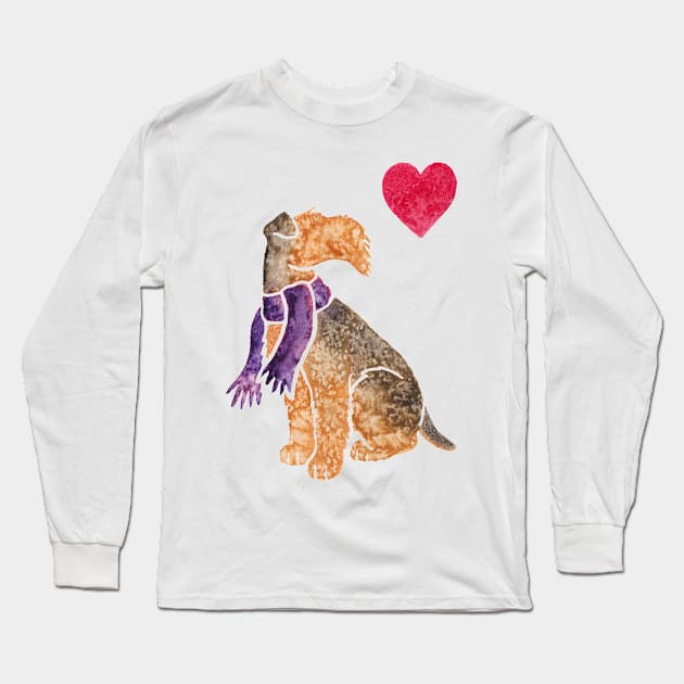 Watercolour Airedale Terrier Long Sleeve T-Shirt by animalartbyjess